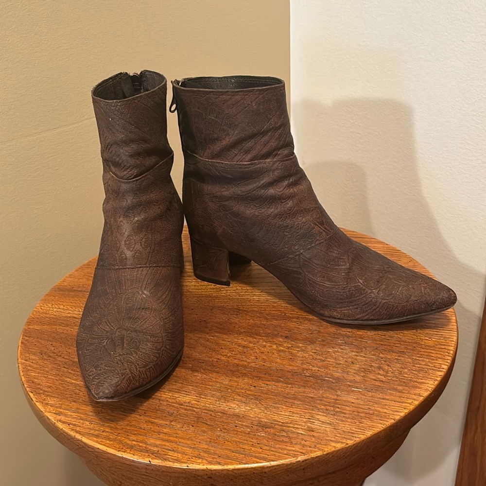 Unique brown ankle boots